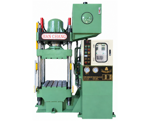 漢菖鼓式煞車片熱壓成型機｜倒立式 / Han Chang inverted drum brake lining hot press / 汉菖鼓式刹车片热压成型机｜倒立式